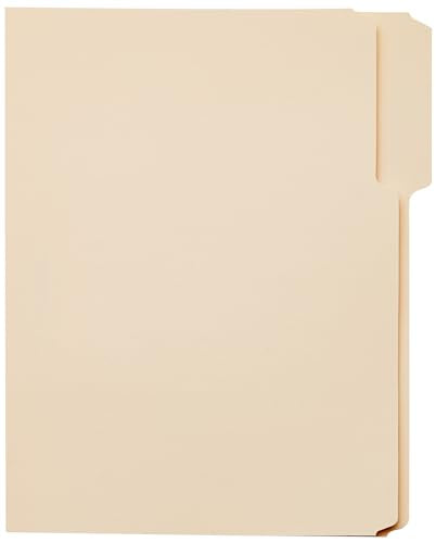 Amazon Basics 1/3-Cut Tab, Assorted Positions File Folders, Letter Size, Manila - Pack of 100