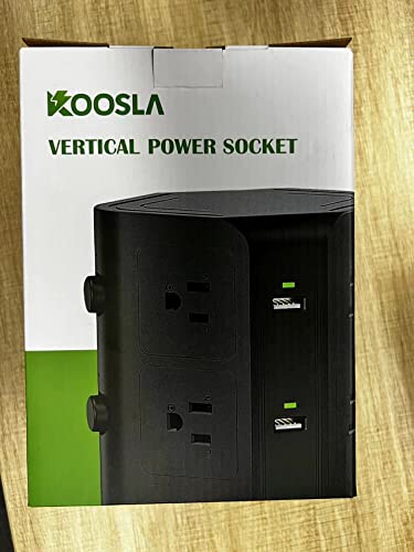 Power Strip Tower by KOOSLA, [15A 1500J] Surge Protector - 12 AC Multiple Outlets and 6 USB Ports, Flat Plug 14 AWG Heavy-Duty Extension Cord 6.5ft, Home Office Supplies, Dorm Room Essentials White