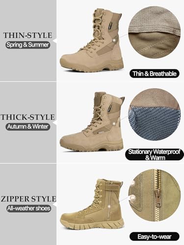 FREE SOLDIER Waterproof Hiking Work Boots Men's Tactical Boots 6 Inches Lightweight Military Boots Breathable Desert Boots(Sand 11.5)