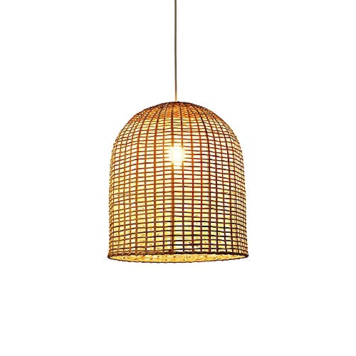 NZDY Japanese Hand-Woven Lantern Shape Bamboo Pendant Lighting, Southeast Asian Style Inn Decoration Rattan Chandelier, Chinese-Style Simple Hanging Lamps,Lighting Device