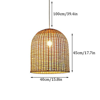 NZDY Japanese Hand-Woven Lantern Shape Bamboo Pendant Lighting, Southeast Asian Style Inn Decoration Rattan Chandelier, Chinese-Style Simple Hanging Lamps,Lighting Device