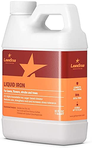 LawnStar Liquid Iron (32 OZ) for Plants - Multi-Purpose, Suitable for Lawn, Flowers, Shrubs, Trees - Treats Iron Deficiency, Root Damage & Color Distortion – EDTA-Free, American Made