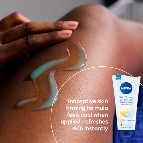 NIVEA Skin Firming Nourishing Hydration Body Lotion with Q10 & Vitamin C (16.9 Fl Oz) + Skin Toning and Firming Body Gel Cream with Q10 & L-Carnitine (6.7 Oz)