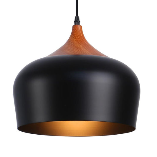 Modern Pendant Light Fxtures Kitchen, Hanging Light Fixtures Ceiling Mount, Wood Metal Shade Pendant Lamp for Dining Room, Bedroom, Living Room, Bathroom, Entryway, Small Chandelier, Black