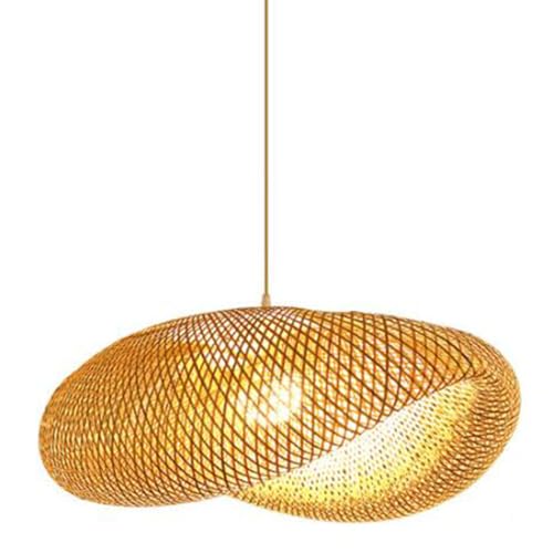 STVDEDG Farmhouse Bamboo Wicker Chandelier Rural Hand Woven Hanging Lights Fashion Retro Postmodern Pendant Lamp Chinese Style Hollow Light Fixture for Kitchen Living Room Villa Bedroom Corridor