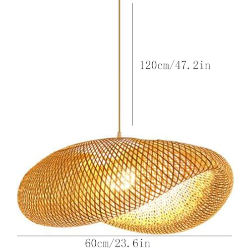 STVDEDG Farmhouse Bamboo Wicker Chandelier Rural Hand Woven Hanging Lights Fashion Retro Postmodern Pendant Lamp Chinese Style Hollow Light Fixture for Kitchen Living Room Villa Bedroom Corridor