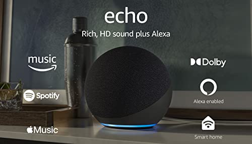 Amazon Echo (newest model), With premium sound, smart home hub, and Alexa, Charcoal