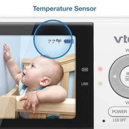 VTech VM819 Baby Monitor, 2.8” Screen, Night Vision, 2-Way Audio, Temperature Sensor and Lullabies, Secure Transmission No WiFi