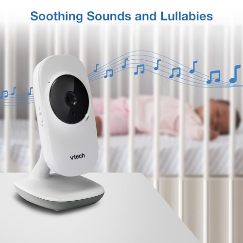 VTech VM819 Baby Monitor, 2.8” Screen, Night Vision, 2-Way Audio, Temperature Sensor and Lullabies, Secure Transmission No WiFi