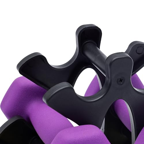 Amazon Basics Neoprene Dumbbell Hand Weights, Rack with 3 Pairs (2, 3, and 5 Pounds), Pink/Purple/Green