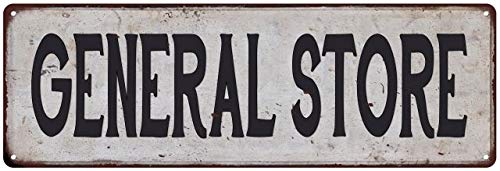 GENERAL STORE Vintage Look Rustic Metal Sign Plaque Retro Signs Wall Decor 6 x 18 High Gloss Metal 206180035133