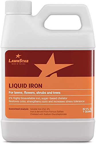 LawnStar Liquid Iron (32 OZ) for Plants - Multi-Purpose, Suitable for Lawn, Flowers, Shrubs, Trees - Treats Iron Deficiency, Root Damage & Color Distortion – EDTA-Free, American Made