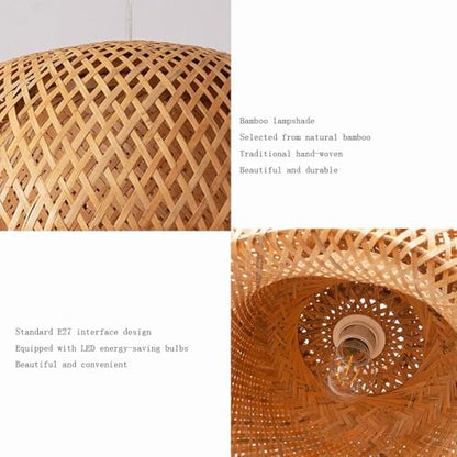 STVDEDG Bamboo Straw Hat Pendant Light Chinese Pastoral Style Chandelier Shades Industrial Single Head Retro Hanging Lamp Nordic Minimalist Indoor Lampshade for Kitchen, Bedroom, Dining, Living Room