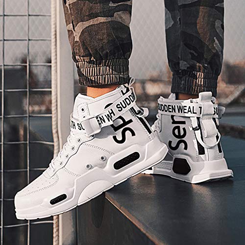 Ahico Mens Fashion Sneakers High Top Walking Shoes Sport Athletic Casual Shoe Vogue Stylish Men White