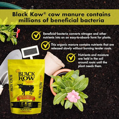 Black Kow Nitrogen Phosphate Composted Cow Manure Fertilizer for Soil, Flowers, Potted Plants, Raised Beds, and Compost Tea, 4 Pounds