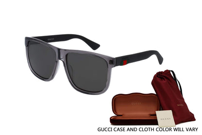 Gucci GG0010S 004 58M Grey/Black/Grey Polarized Square Sunglasses For Men + BUNDLE with Designer iWear Eyewear Kit