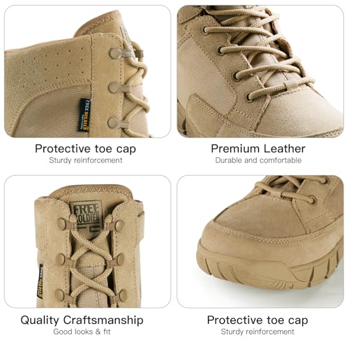 FREE SOLDIER Waterproof Hiking Work Boots Men's Tactical Boots 6 Inches Lightweight Military Boots Breathable Desert Boots(Sand 11.5)