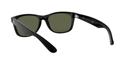 Ray-Ban RB2132 New Wayfarer Square Sunglasses, Black/Polarized Green, 55 mm