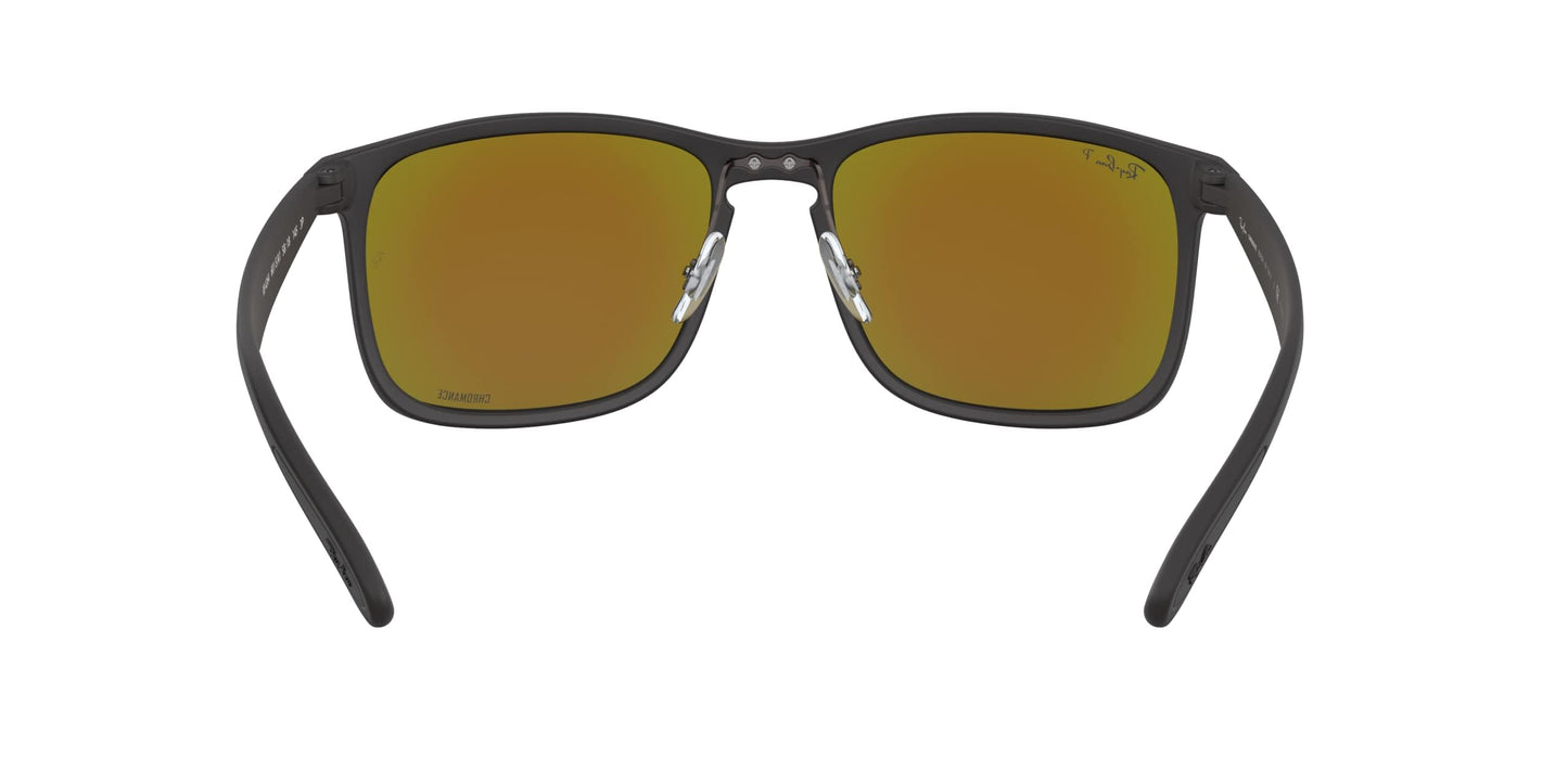 Ray-Ban Men's RB4264 Chromance Square Sunglasses, Matte Black/Polarized Green Mirrored Blue, 58 mm + 0