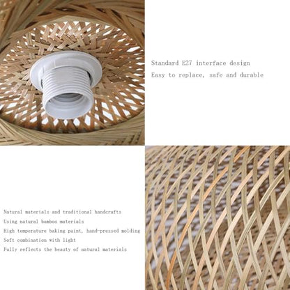 STVDEDG Farmhouse Bamboo Wicker Chandelier Rural Hand Woven Hanging Lights Fashion Retro Postmodern Pendant Lamp Chinese Style Hollow Light Fixture for Kitchen Living Room Villa Bedroom Corridor