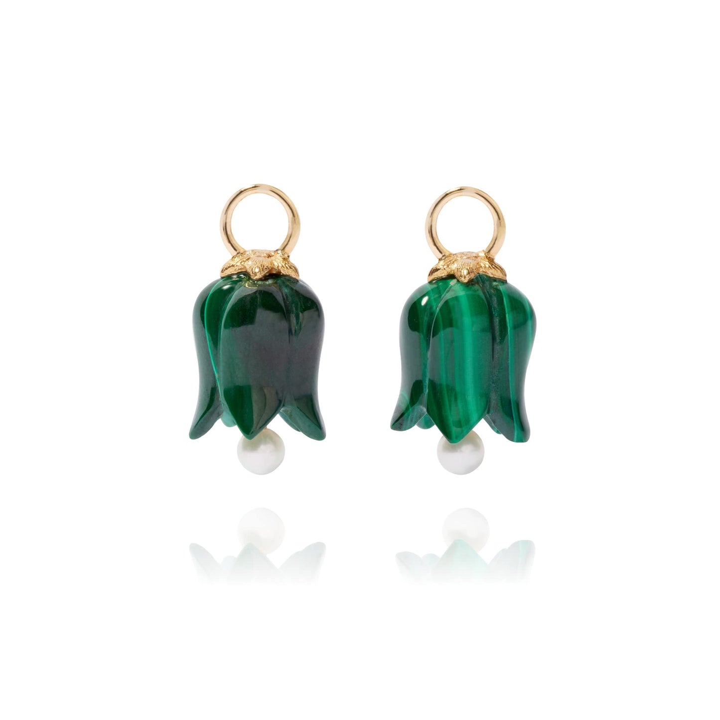 Tulip Malachite Earring Drops, 18ct Yellow Gold