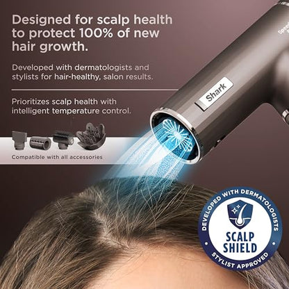 Shark SpeedStyle Pro Flex Professional Performance High-Velocity Hair Dryer System with Scalp Shield & IQ Speed Styling and Drying Suite, Lightweight, Ionic, No Heat Damage, Mocha Silver, HD542