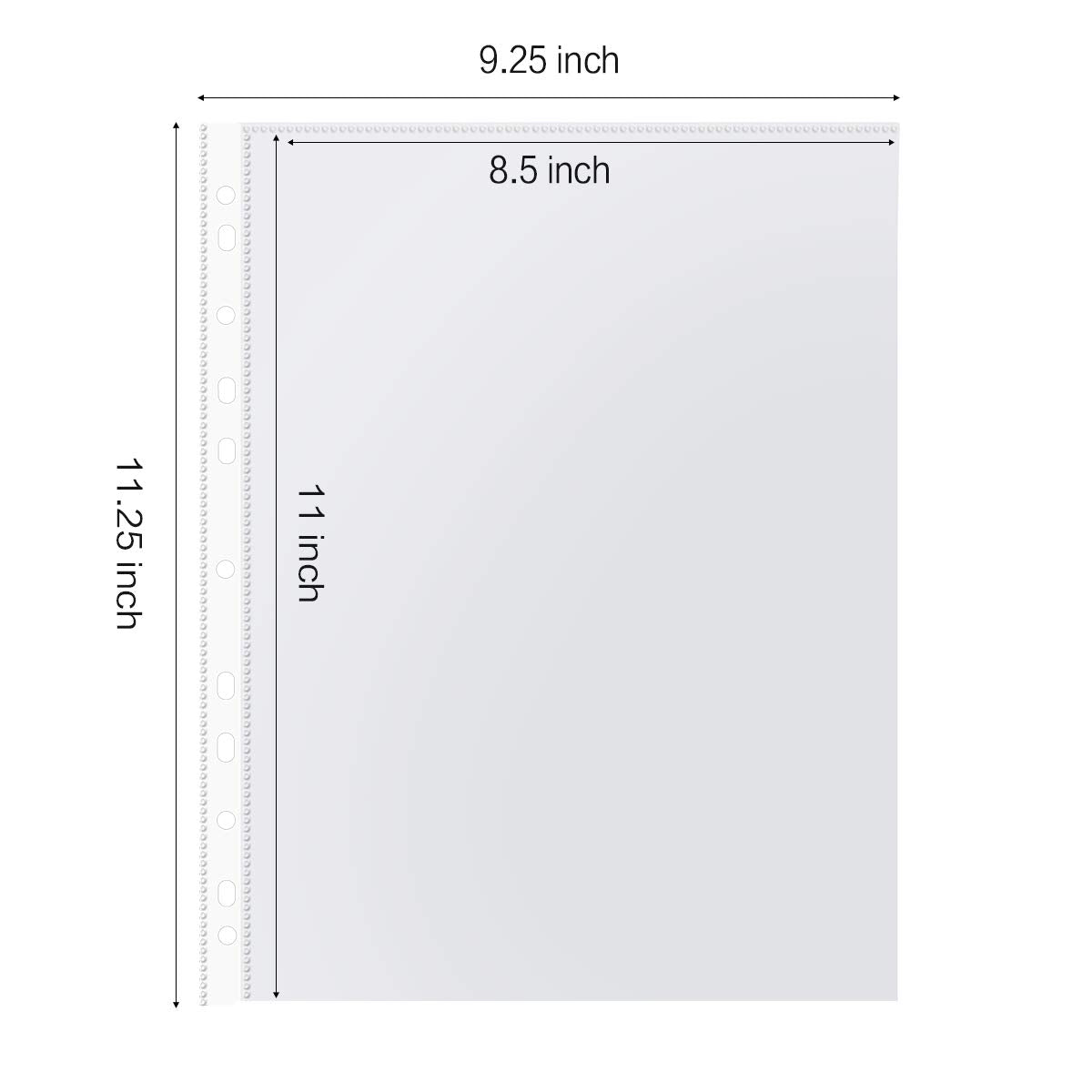 Sheet Protectors, HERKKA 500 Pack Upgrade Clear Plastic Page Protectors Sheet Reinforced 11-Hole Fit for 3 Ring Binder Fits Standard 8.5 x 11 Paper, 9.25 x 11.25 Top Loaded, Non-Acid