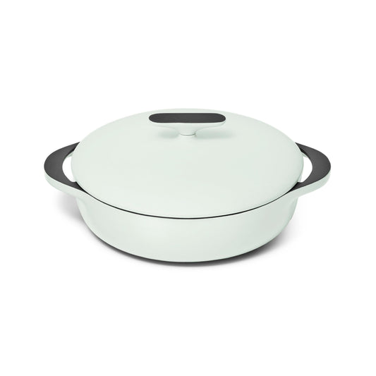 Caraway Enameled Cast Iron Braiser - 3.5 qt Braiser Pan - 3 Layer Enamel Coating - No Seasoning Required - Compatible With All Stovetops - Oven Safe - Free From Forever Chemicals - Light Mist