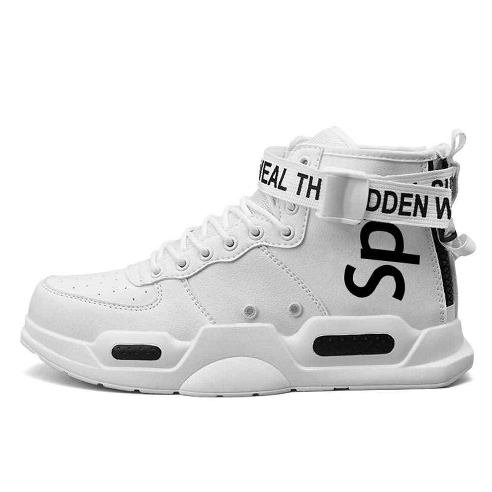 Ahico Mens Fashion Sneakers High Top Walking Shoes Sport Athletic Casual Shoe Vogue Stylish Men White