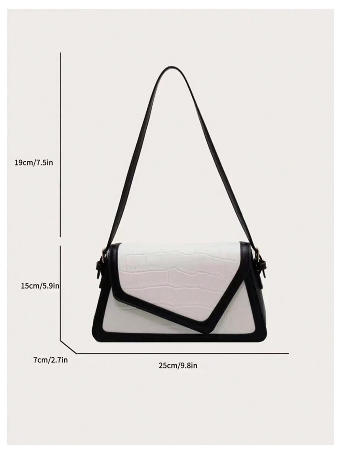 QWINEE Women's PU Leather Small Square Bag Flap Cross Body Shoulder Handbags Black and White One-Size