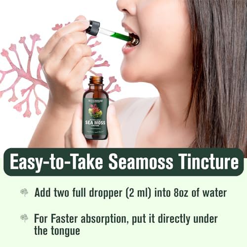 Betterbrand BetterLungs Sea Moss Tincture Drops - Powerful Absorption for Lung Health, Digestive, Joint & Thyroid Support - Irish Sea Moss, Spirulina, Bladderwrack & Burdock Root (30 Day Supply)