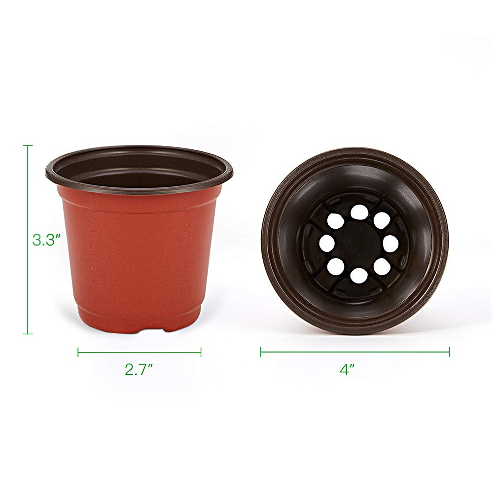 JERIA 200-Pack 4 Inch Plastic Nursery Pots Come with 200 Pcs Labels, Seedling Flower Plant Container and Seed Starting Pots