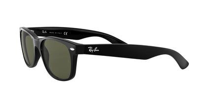 Ray-Ban RB2132 New Wayfarer Square Sunglasses, Black/Polarized Green, 55 mm