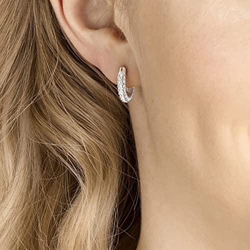 Swarovski Dextera Mini Hoop Women's Earrings, Clear Swarovski Crystals on a Rhodium Finished Setting with Lever Back Closure