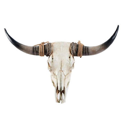 Faux Longhorn Skull Wall Decor, Faux Taxidermy Head Wall Hanging, Large Bull's Head Farmhouse Decor - 31*24 * 7inch