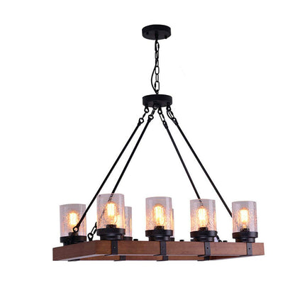 8-Lights Candle Pendant Light 480W(Max) Lodge Tavern Wood Chandelier Safety, for Living Room/Bedroom/Dining Room/Kitchen