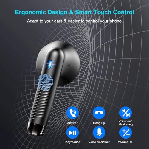 Wireless Earbuds, Bluetooth 5.4 Earbuds Stereo Bass, Bluetooth Headphones in Ear Noise Cancelling Mic, Sports Earphones IP7 Waterproof, 32H Playtime USB C Mini Charging Case Ear Buds for Android iOS