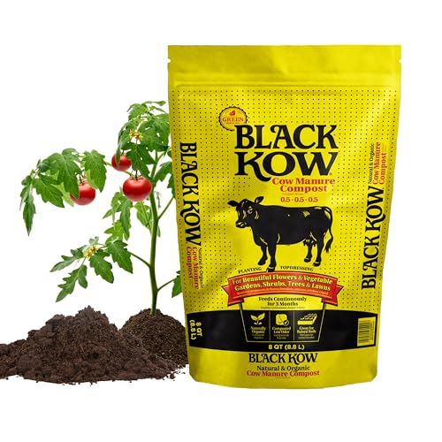 Black Kow Nitrogen Phosphate Composted Cow Manure Fertilizer for Soil, Flowers, Potted Plants, Raised Beds, and Compost Tea, 4 Pounds