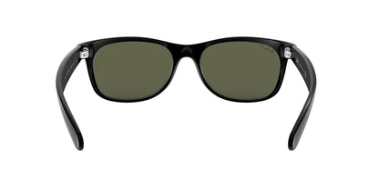 Ray-Ban RB2132 New Wayfarer Square Sunglasses, Black/Polarized Green, 55 mm