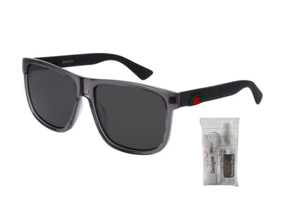 Gucci GG0010S 004 58M Grey/Black/Grey Polarized Square Sunglasses For Men + BUNDLE with Designer iWear Eyewear Kit