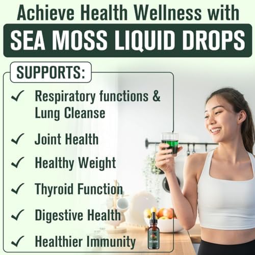 Betterbrand BetterLungs Sea Moss Tincture Drops - Powerful Absorption for Lung Health, Digestive, Joint & Thyroid Support - Irish Sea Moss, Spirulina, Bladderwrack & Burdock Root (30 Day Supply)