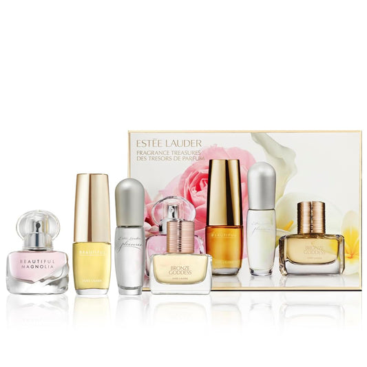 Estée Lauder Fragrance Treasures Fragrance Gift Set | Includes Beautiful Magnolia, Bronze Goddess, Beautiful & Pleasures Perfume