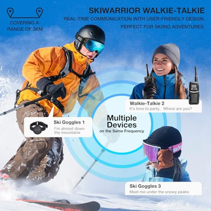 SKIWARRIOR G02 Smart Ski Goggles With Interchangeable Magnetic Lenses,Snow Goggles Walkie-Talkie Play Music Answer Call