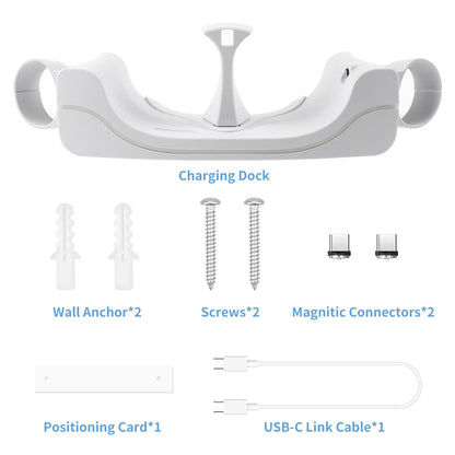 VeeR Charging Dock for Quest 2,VR Headset Charging Stand Compatible with Meta Quest 2 Accessories Wall Mount Charger Station, USB-C Link Cable - White