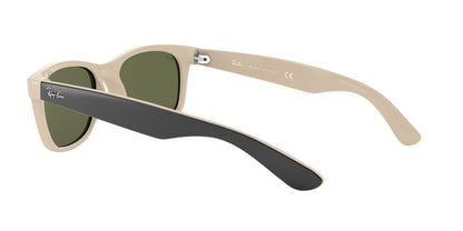 Ray-Ban RB2132 New Wayfarer Square Sunglasses, Black On Beige/G-15 Green, 52 mm