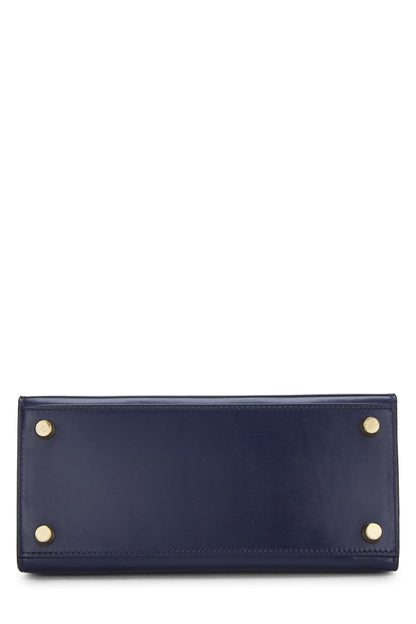 Hermès, Pre-Loved Blue Navy Box Kelly 20cm, Navy