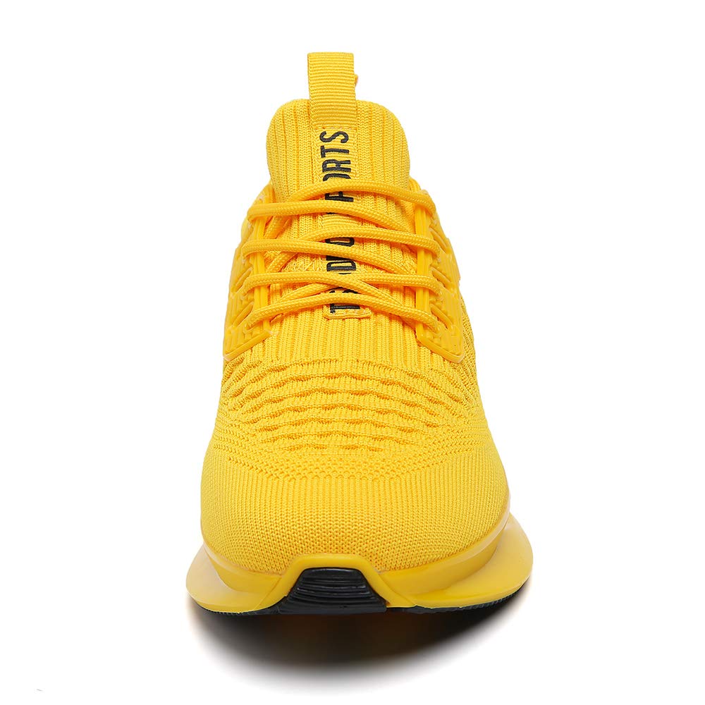 SKDOIUL Men Sport Running Sneakers Tennis Athletic Walking Shoes mesh Breathable Comfort Fashion Runner Gym Jogging Shoes Yellow Size 11.5