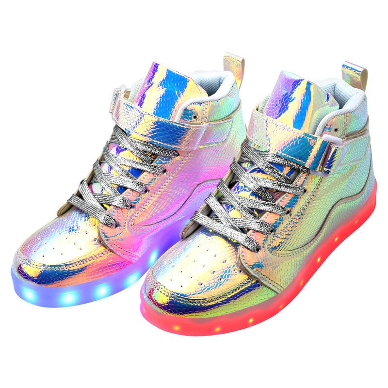 Padgene Women's Men's LED Lights Up Shoes Unisex Luminous Flashing Trainers USB Charging Lace Up Couples Dancing Shoes