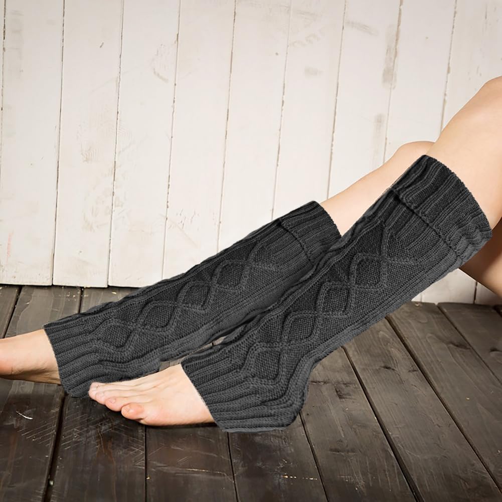 Womens Leg Warmers Winter Warm Knit Long Boot Socks Slouch Knee High 80s for Party,A3-4 Pairs(black + dark Grey + light Grey + beige)