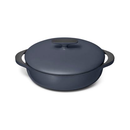 Caraway Enameled Cast Iron Braiser - 3.5 qt Braiser Pan - 3 Layer Enamel Coating - No Seasoning Required - Compatible With All Stovetops - Oven Safe - Free From Forever Chemicals - Midnight Blue